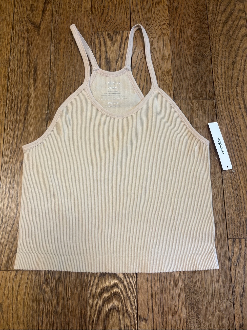 Ododos Ribbed Cropped Tank Top Beige